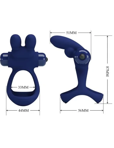 PRETTY LOVE - FRANCISCO DOUBLE VIBRATING RING RABBIT BLUE