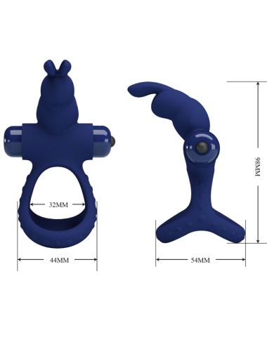PRETTY LOVE - LUCHITO DOUBLE VIBRATING RING RABBIT BLUE