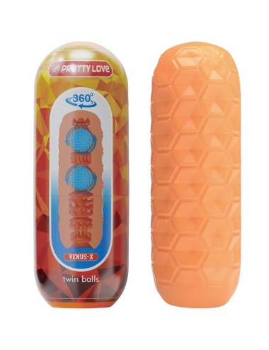 PRETTY LOVE - TWIN BALLS MALE MASTURBATOR ORANGE