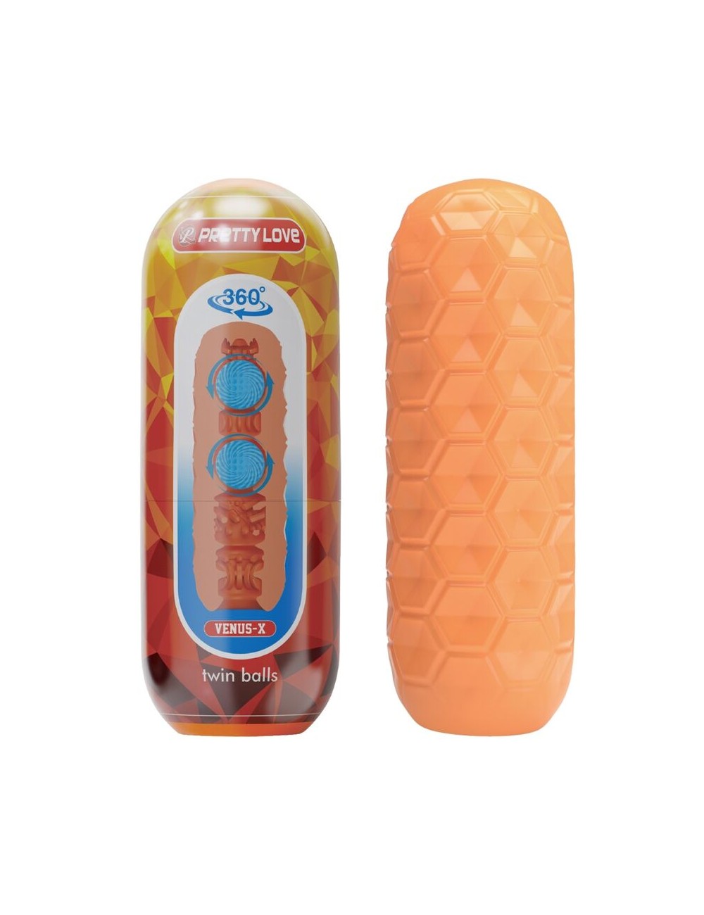 PRETTY LOVE - TWIN BALLS MALE MASTURBATOR ORANGE PRETTY LOVE - TWIN BALLS MALE MASTURBATOR ORANGE
