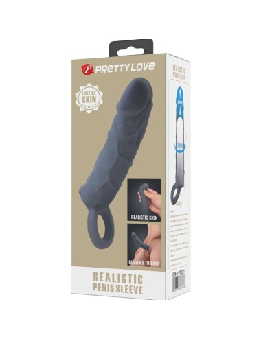 PRETTY LOVE - REALISTIC SKIN PENIS SLEEVE DARK GREY