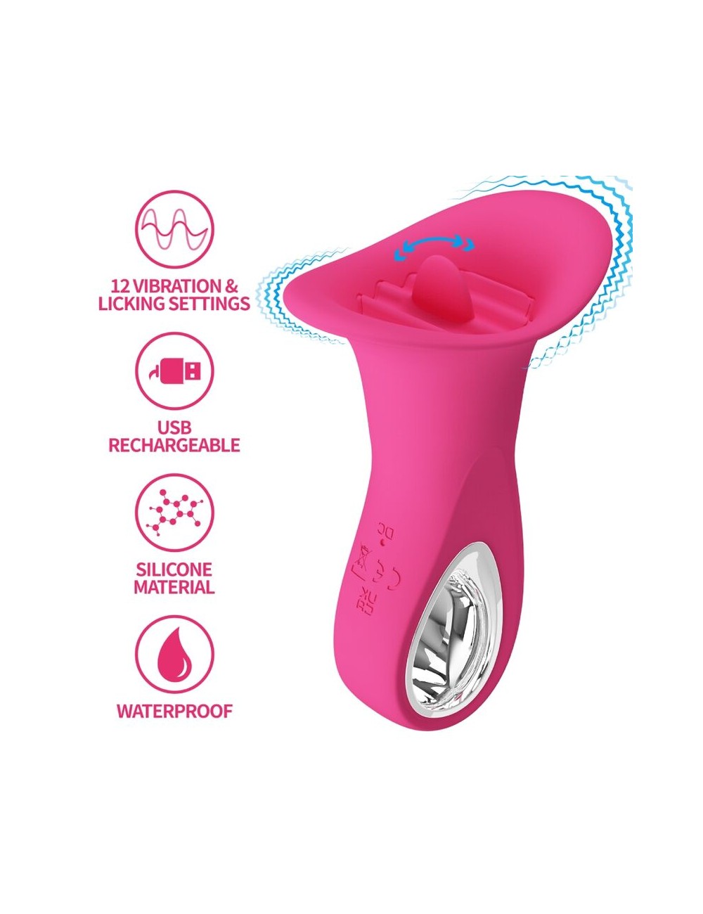 PRETTY LOVE - CLYDE ORAL VIBRATOR VIBRATING TONGUE 12 VIBRATIONS PINK