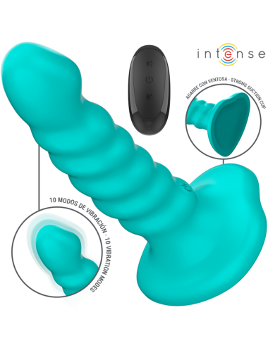 INTENSE - BUFFY VIBRATOR SIZE S SPIRAL DESIGN 10 VIBRATIONS BLUE REMOTE CONTROL