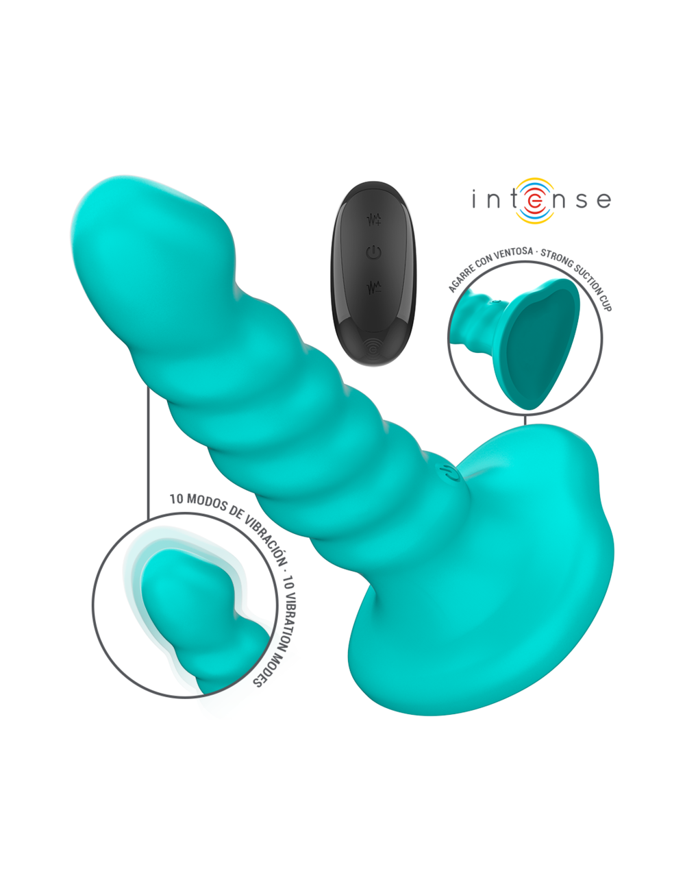 INTENSE - BUFFY VIBRATOR SIZE S SPIRAL DESIGN 10 VIBRATIONS BLUE REMOTE CONTROL
