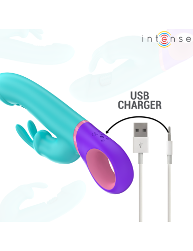 INTENSE - MONICA RABBIT VIBRATOR WITH ROTATING G-SPOT STIMULATOR BLUE