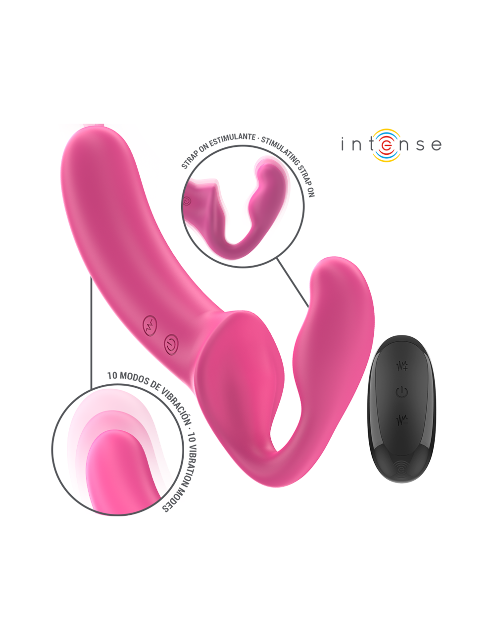INTENSE - AMY DOUBLE VIBRATOR 20 CM PINK REMOTE CONTROL