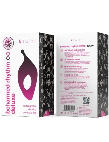 B SWISH - BCHARMED RHYTHM INFINITE DELUXE PENIS RING 15 VIBRATIONS BLACK