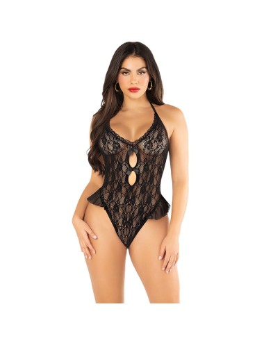 LEG AVENUE - BODY WITH BOW & RUFFLES BLACK ONE SIZE
