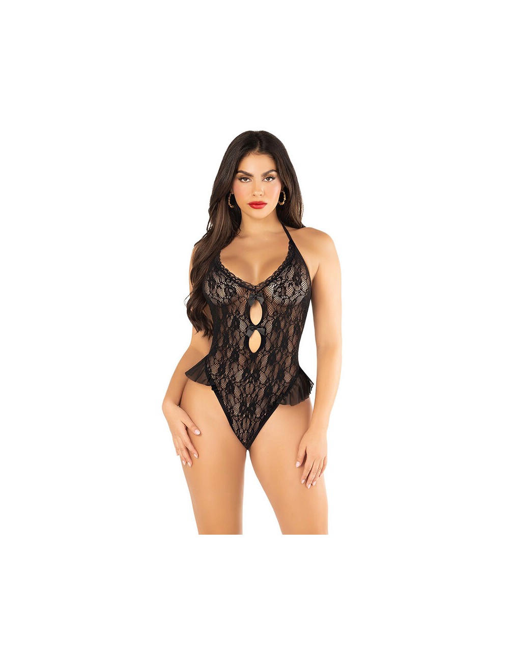 LEG AVENUE - BODY WITH BOW & RUFFLES BLACK ONE SIZE LEG AVENUE - BODY WITH BOW & RUFFLES BLACK ONE SIZE