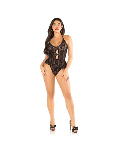 LEG AVENUE - BODY WITH BOW & RUFFLES BLACK ONE SIZE