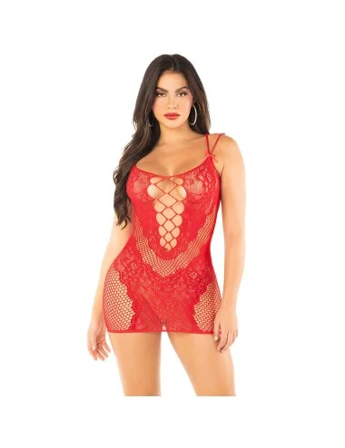 LEG AVENUE - MESH MINI DRESS WITH STRAPS RED