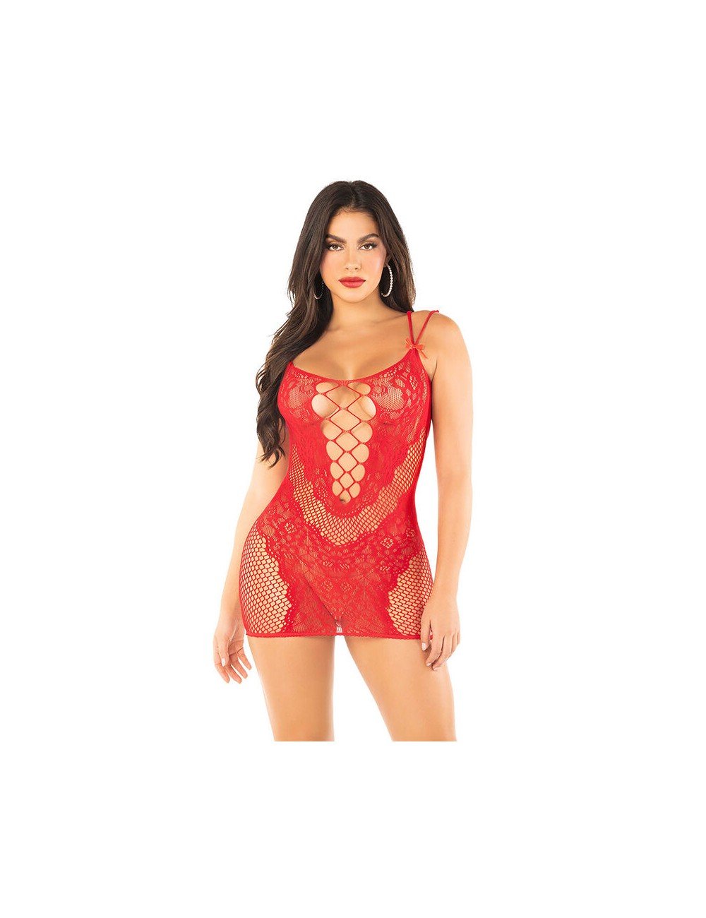 LEG AVENUE - MESH MINI DRESS WITH STRAPS RED LEG AVENUE - MESH MINI DRESS WITH STRAPS RED