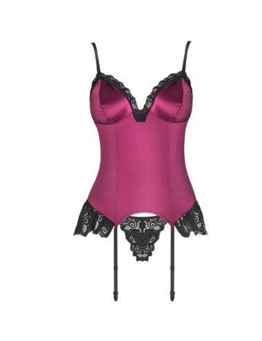 LIVCO CORSETTI FASHION - AGRAFENA CF 90436 CORSET + THONG BURGUNDY S/M