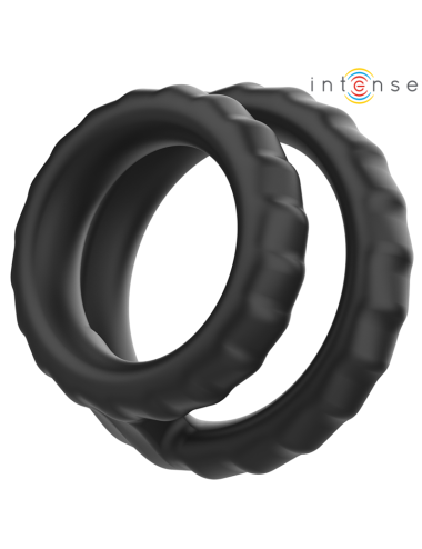 INTENSE - DEWEY DOUBLE SILICONE PENIS RING BLACK MODEL 2