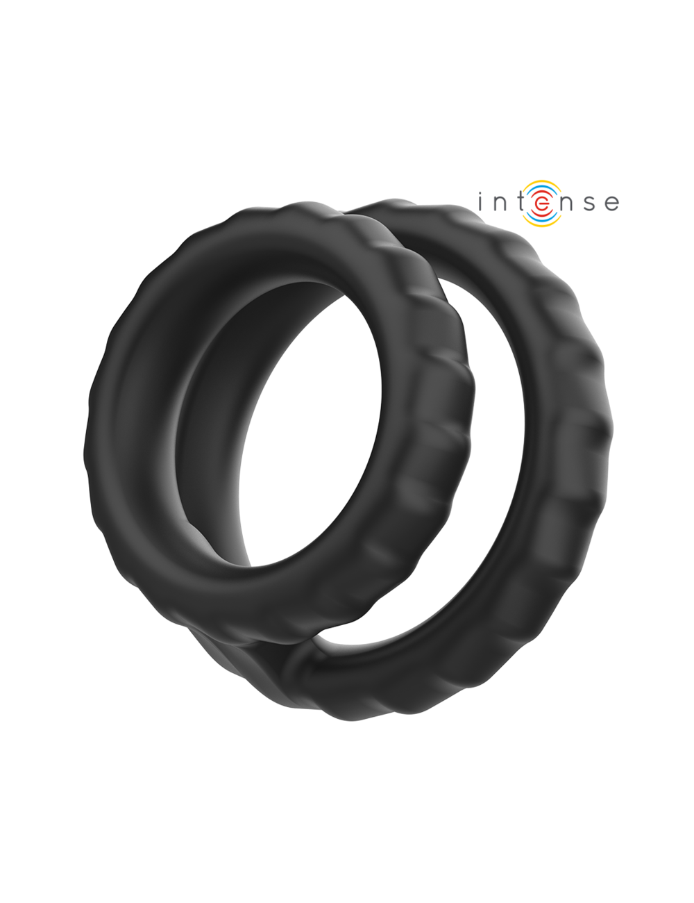 INTENSE - DEWEY DOUBLE SILICONE PENIS RING BLACK MODEL 2 INTENSE - DEWEY DOUBLE SILICONE PENIS RING BLACK MODEL 2