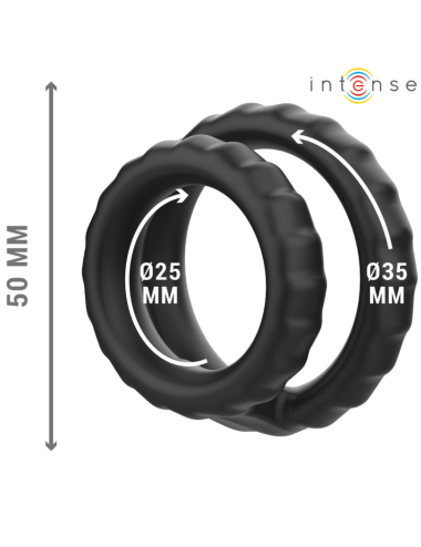 INTENSE - DEWEY DOUBLE SILICONE PENIS RING BLACK MODEL 2