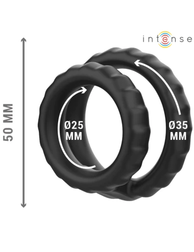 INTENSE - DEWEY DOUBLE SILICONE PENIS RING BLACK MODEL 2