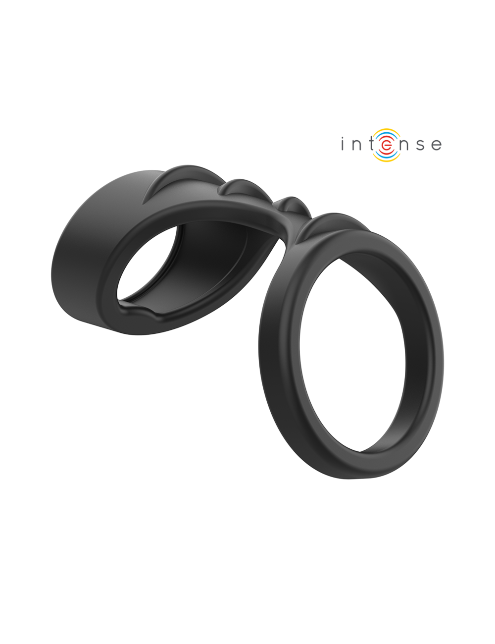 INTENSE - THEO DOUBLE SILICONE PENIS RING BLACK MODEL 3
