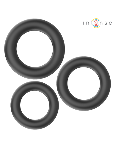 INTENSE - HUGH 3 BASIC SILICONE PENIS RINGS BLACK