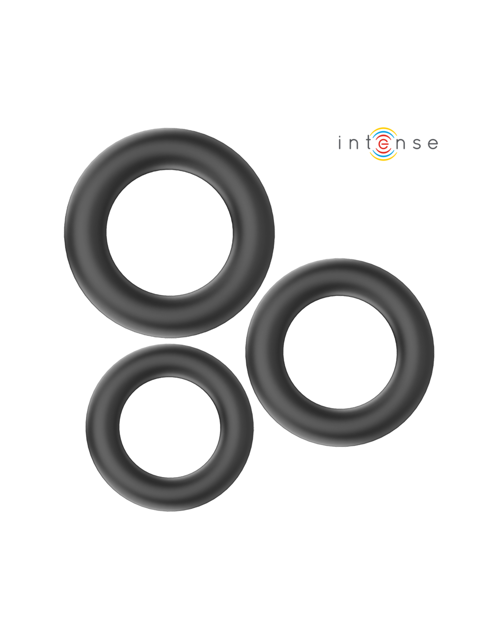 INTENSE - HUGH 3 BASIC SILICONE PENIS RINGS BLACK