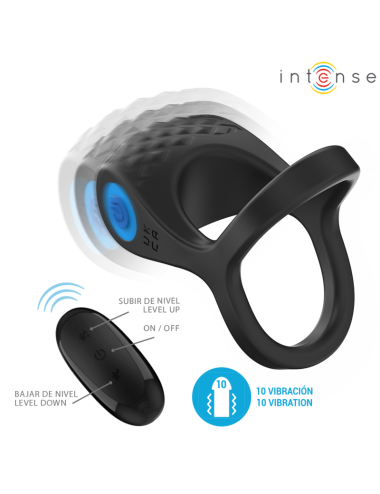 INTENSE - ALEX VIBRATOR DOUBLE PENIS RING 10 VIBRATIONS BLACK