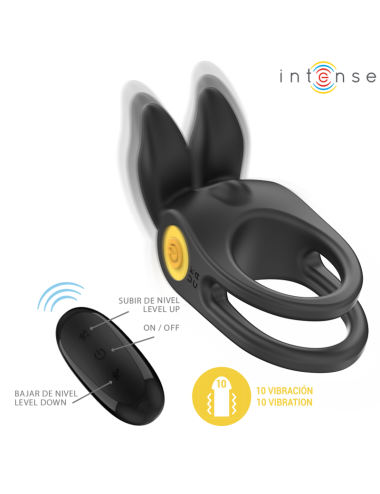 INTENSE - SAM VIBRATOR DOUBLE PENIS RING 10 VIBRATIONS BLACK