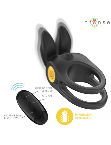 INTENSE - SAM VIBRATOR DOUBLE PENIS RING 10 VIBRATIONS BLACK