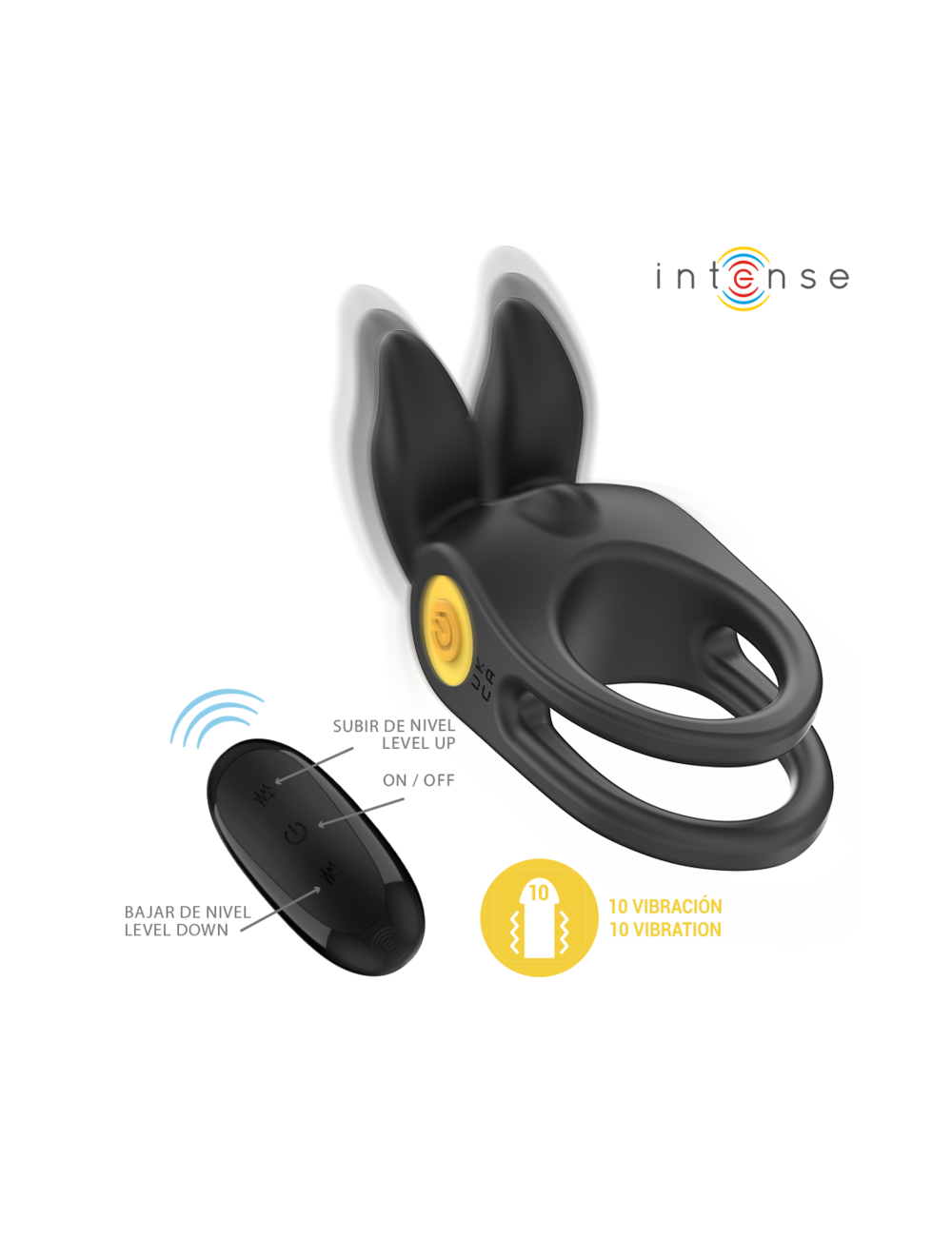 INTENSE - SAM VIBRATOR DOUBLE PENIS RING 10 VIBRATIONS BLACK INTENSE - SAM VIBRATOR DOUBLE PENIS RING 10 VIBRATIONS BLACK