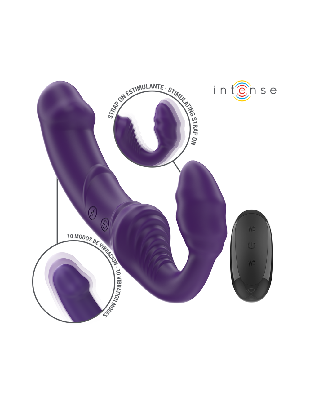 INTENSE - JILL DOUBLE VIBRATOR 20 CM PURPLE REMOTE CONTROL