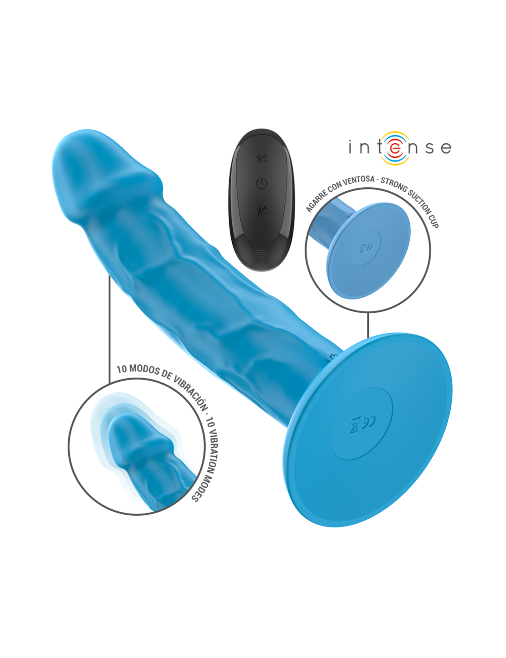 INTENSE - PHOEBE REALISTIC VIBRATOR 10 VIBRATIONS BLUE REMOTE CONTROL