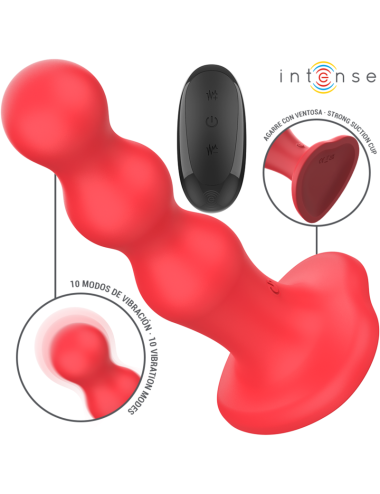 INTENSE - CODY VIBRATOR WITH SUCTION CUP RED REMOTE CONTROL