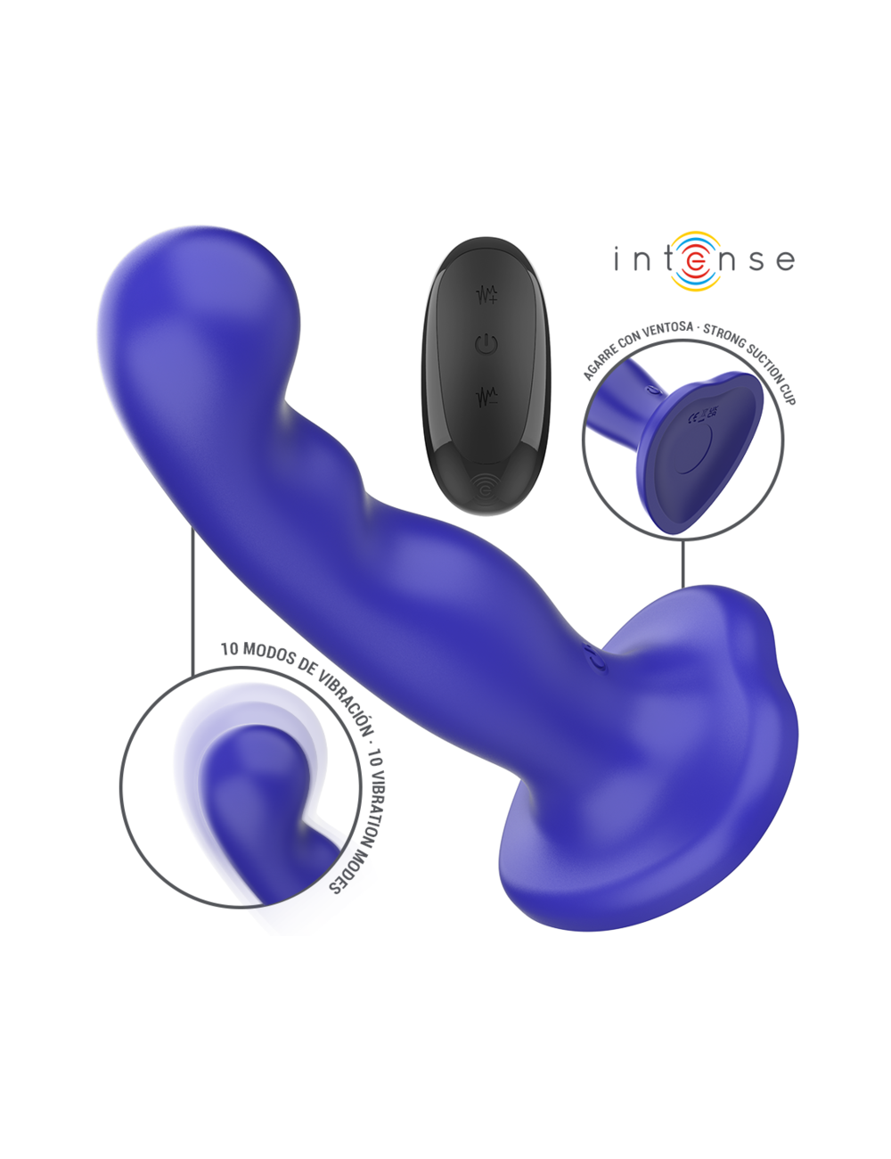 INTENSE - SHORTY VIBRATOR WITH SUCTION CUP BLUE REMOTE CONTROL