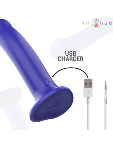 INTENSE - VICTORIA VIBRATOR WITH SUCTION CUP 10 VIBRATIONS DARK BLUE REMOTE CONTROL