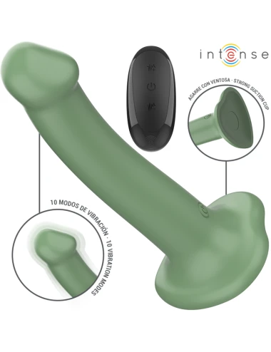 INTENSE - BECCA VIBRATOR WITH SUCTION CUP 10 VIBRATIONS GREEN REMOTE CONTROL