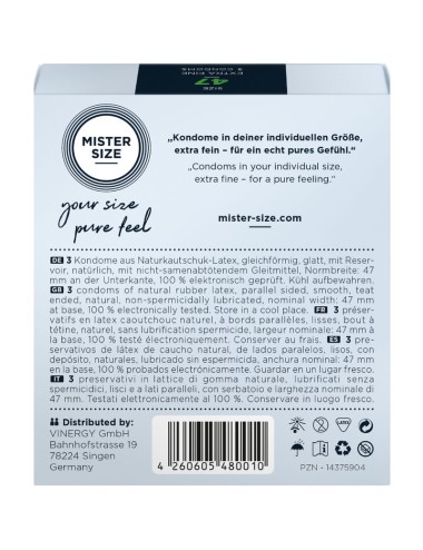 MISTER SIZE - CONDOMS SIZE XS 47 MM (3 UNITS)