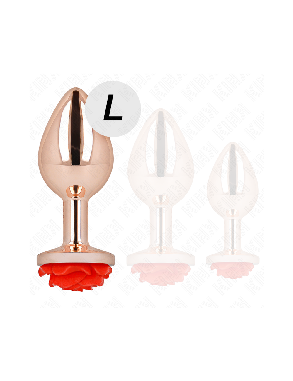 KINK - PINK GOLD ANAL PLUG WITH RED ROSE L