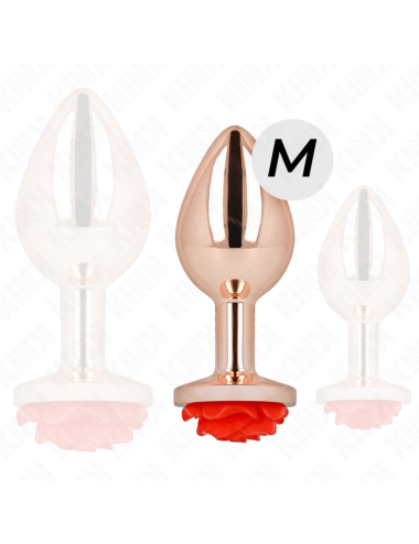 KINK - PINK GOLD ANAL PLUG WITH RED ROSE M