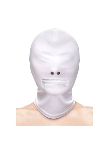 NS NOVELTIES - FETISH & FASHION CLOSED ZIPPERED MOUTH HOOD NYLON WHITE