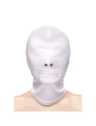 NS NOVELTIES - FETISH & FASHION CLOSED ZIPPERED MOUTH HOOD NYLON WHITE