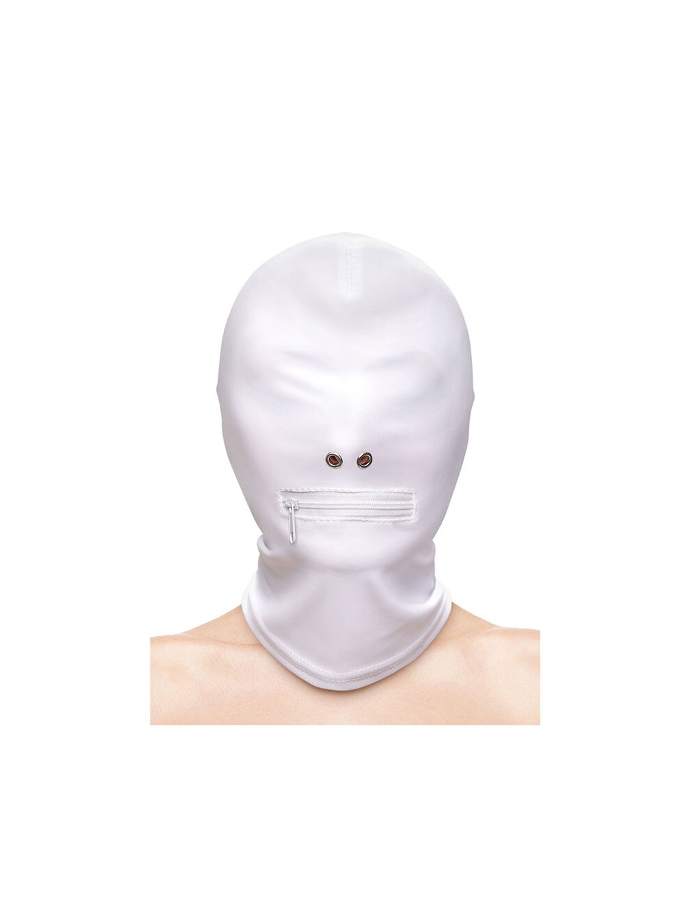 NS NOVELTIES - FETISH & FASHION CLOSED ZIPPERED MOUTH HOOD NYLON WHITE