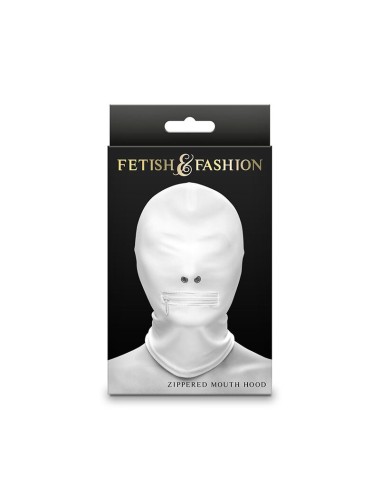 NS NOVELTIES - FETISH & FASHION CLOSED ZIPPERED MOUTH HOOD NYLON WHITE