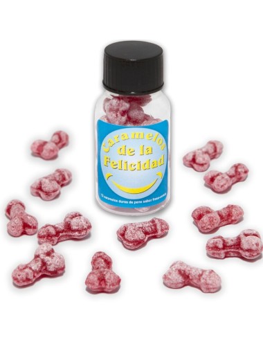DIABLO PICANTE - JAR OF 12 STRAWBERRY/CHERRY HAPPY PENIS-SHAPED CANDIES
