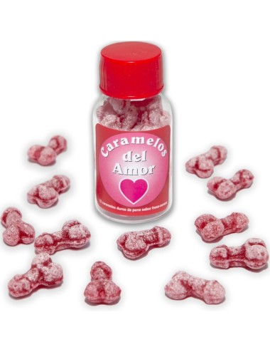 DIABLO PICANTE - 12 PENIS-SHAPED LOVE CANDIES STRAWBERRY/CHERRY