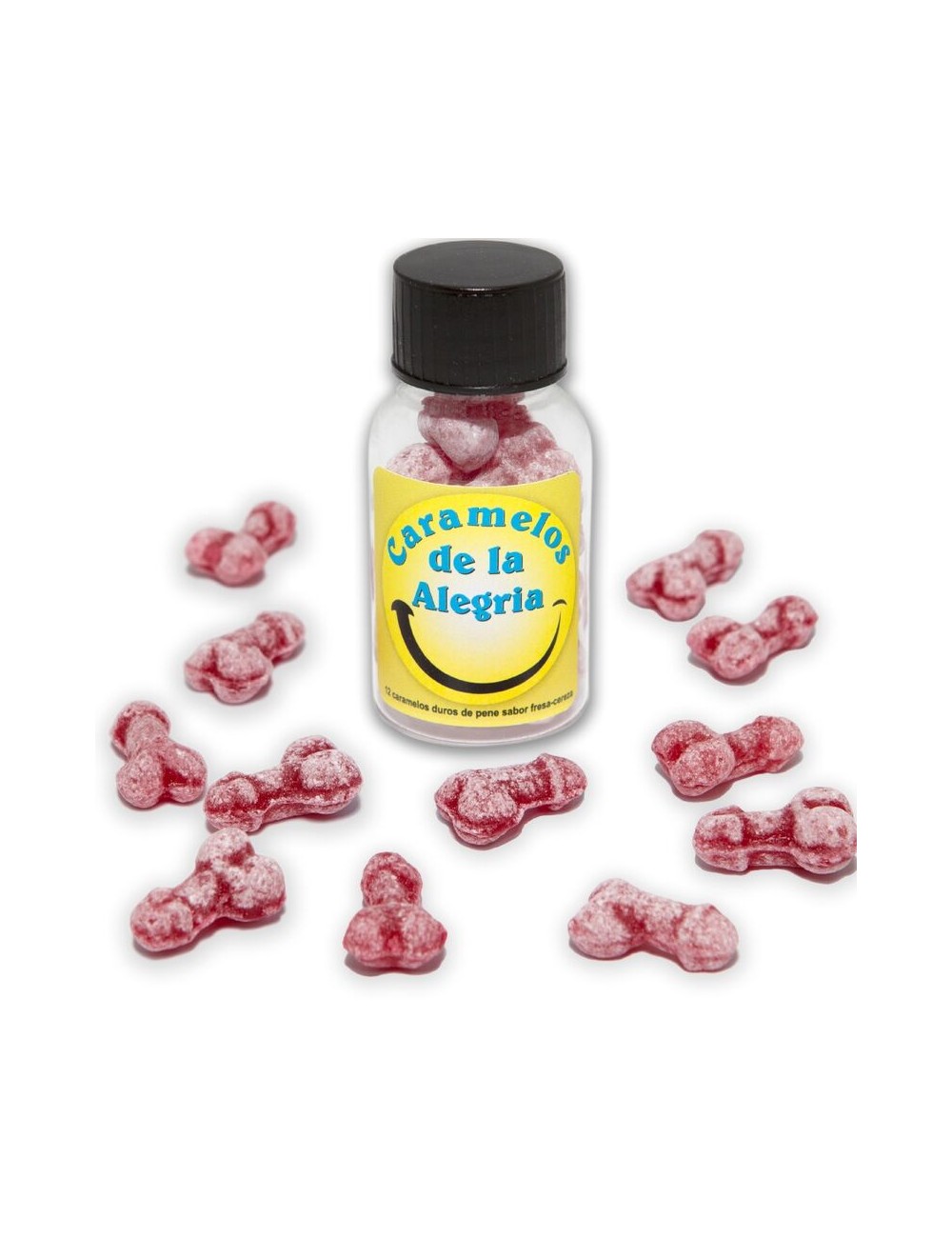 DIABLO PICANTE - 12 PENIS-SHAPED JOY CANDIES STRAWBERRY/CHERRY