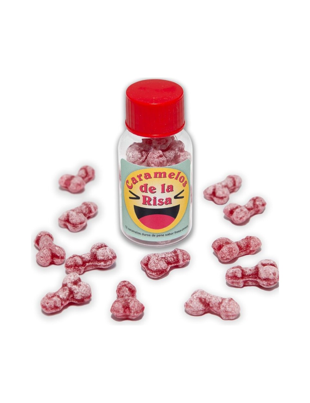 DIABLO PICANTE - 12 PENIS-SHAPED LAUGHTER CANDIES STRAWBERRY/CHERRY