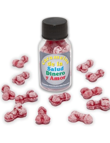 DIABLO PICANTE - 12 HEALTH-MONEY-LOVE CANDIES PENIS SHAPE STRAWBERRY/CHERRY