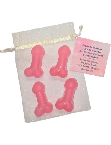 DIABLO PICANTE - 4 PENIS-SHAPED PERFUMED MINI SOAPS PINK