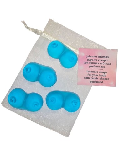 DIABLO PICANTE - 4 MINI SCENTED SOAPS SHAPED BREASTS BLUE