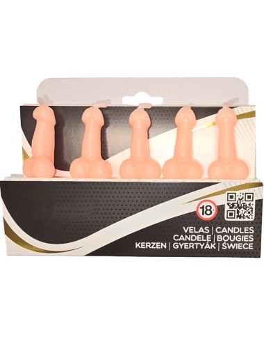 DIABLO PICANTE - BOX OF 5 FLESH PENIS-SHAPED CANDLES