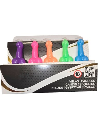 DIABLO PICANTE - BOX OF 5 PENIS-SHAPED CANDLES IN DIFFERENT COLORS